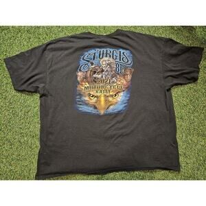 Sturgis 2021 Motorcycle Rally 81st Skull Fire Biker Event T-Shirt 3XL Mens Black